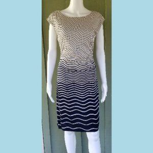 Ann Taylor LOFT Navy Ivory Jersey Pull-on Dress S